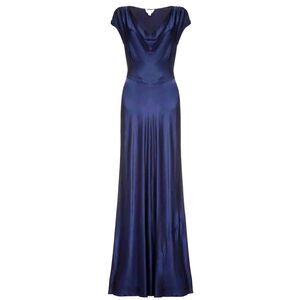 Fabulous Ghost Dress UK12 Navy and beige LG276 main image 0